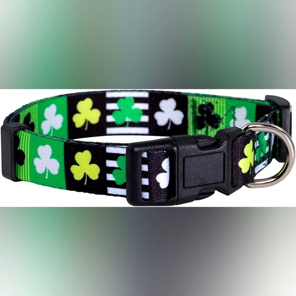 Native Pup St. Patrick's Day Shamrock Dog Collar (S)